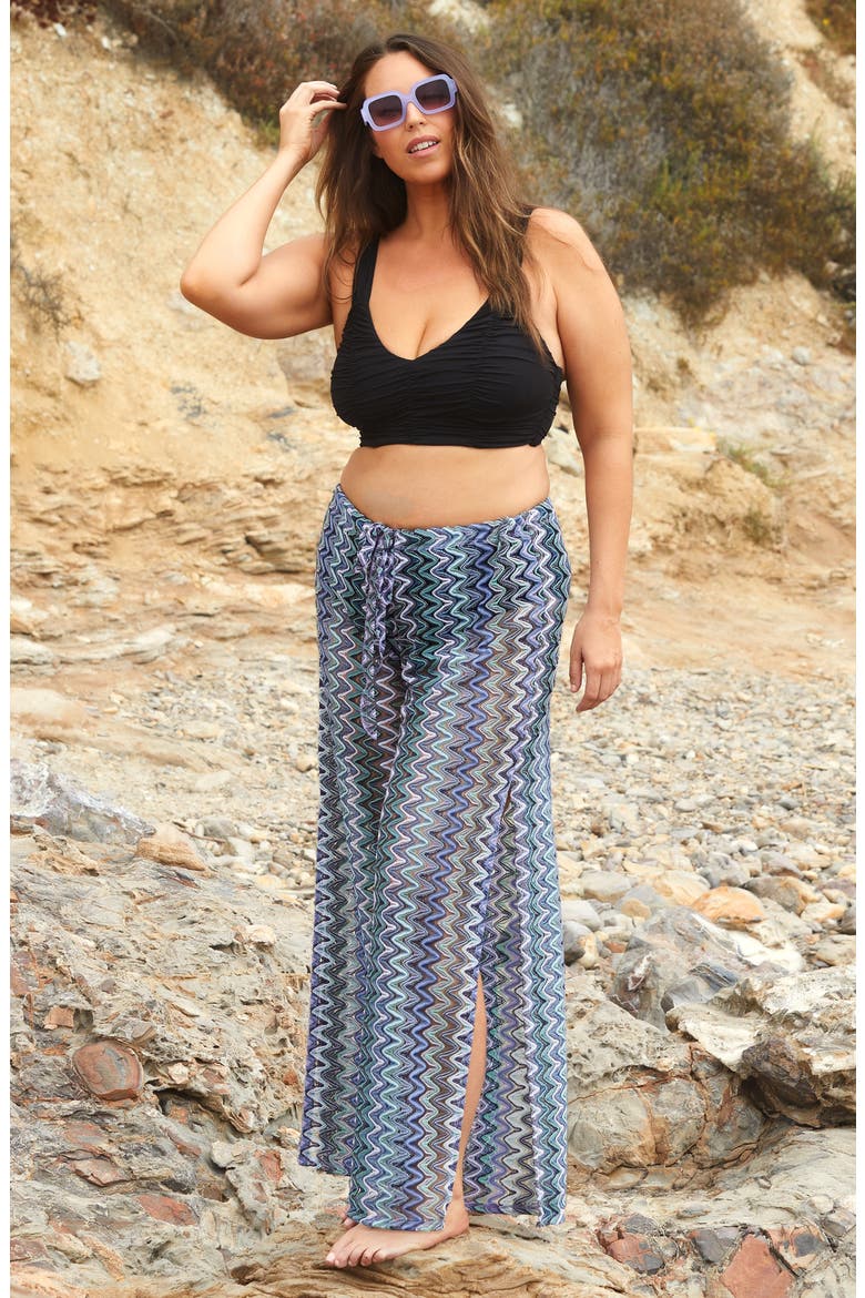 Sundown Open Knit Cover-Up Pants, Alternate, color, AQUA SEA MULTI