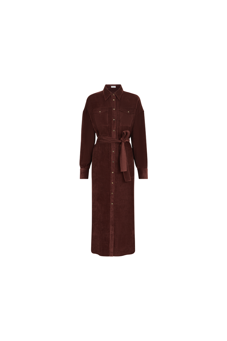Fluid Corduroy shirt dress, Alternate, color, Wine
