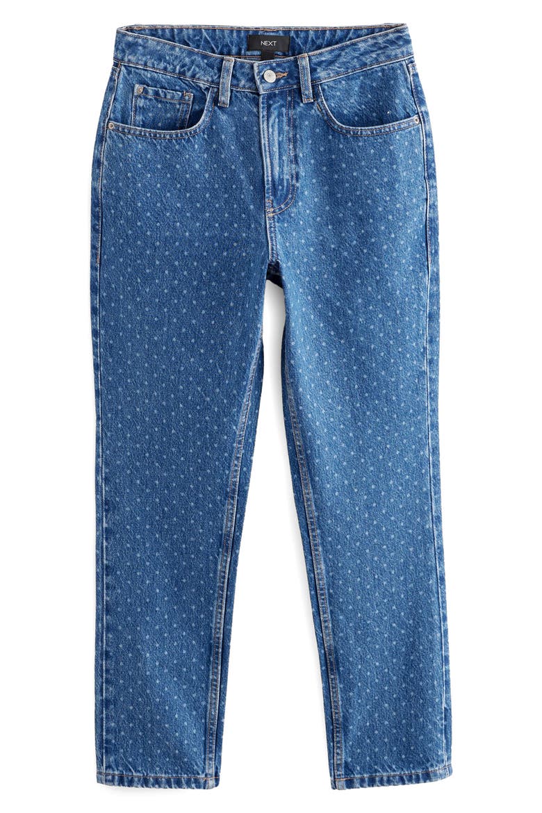 Polka Dot Straight Leg Jeans, Alternate, color, BLUE