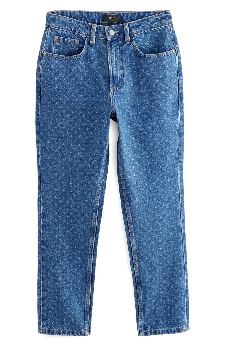 NEXT Polka Dot Straight Leg Jeans, Alternate, color, Blue