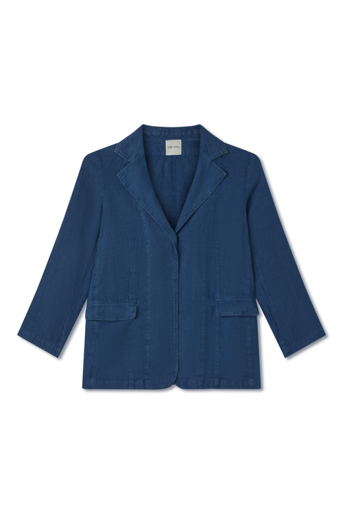 Vir Vita Margaret Linen Blazer In Blue