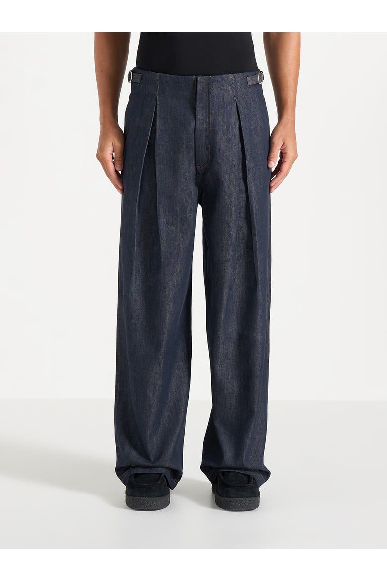 Lior Box Pleat Wide Leg Denim Jeans, Main, color, Indigo
