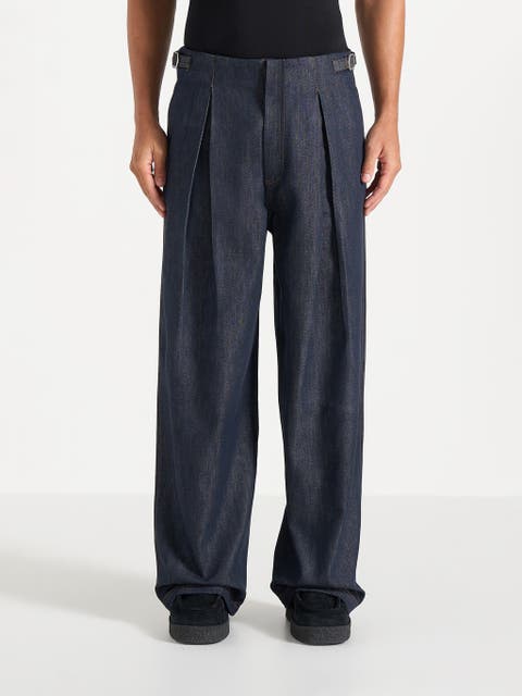 Lior Box Pleat Wide Leg Denim Jeans