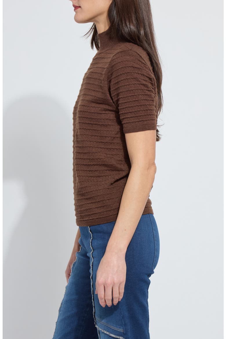 Lottie Mock Neck Short Sleeve Sweater, Alternate, color, PL WOOD