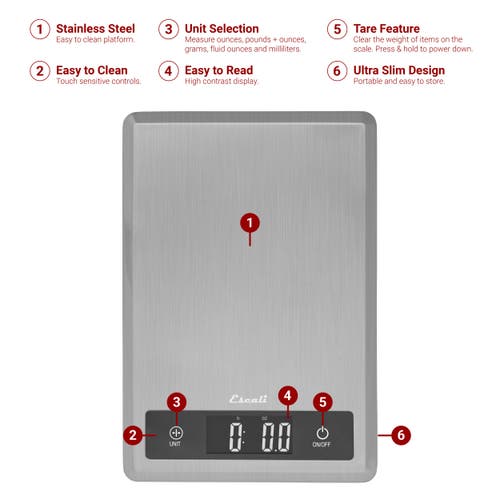 Escali Tabla Stainless Steel Scale In Silver