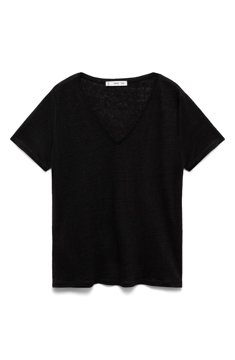 MANGO V-Neck Linen T-Shirt, Alternate, color, 