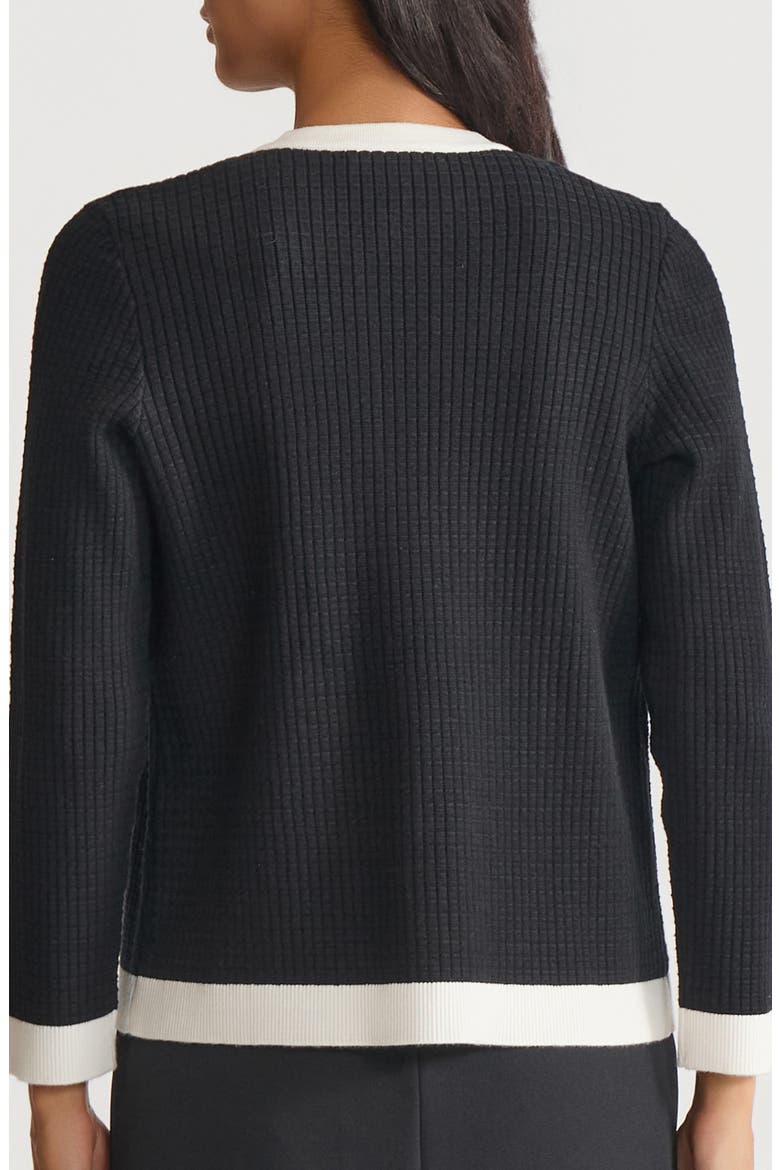 Kissing Front Rib Cardigan, Alternate, color, BLACK/VANILLA ICE