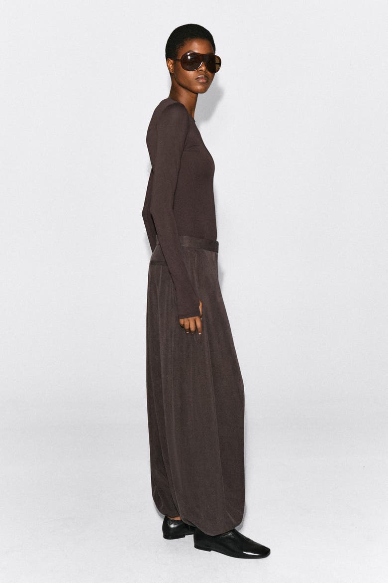 Toggle-Hem Wide-Leg Pants, Alternate, color, BROWN