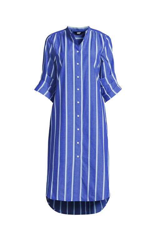 LANDS' END LANDS' END POPLIN OVERSIZED PUFF SLEEVE MIDI SHIRT DRESS 