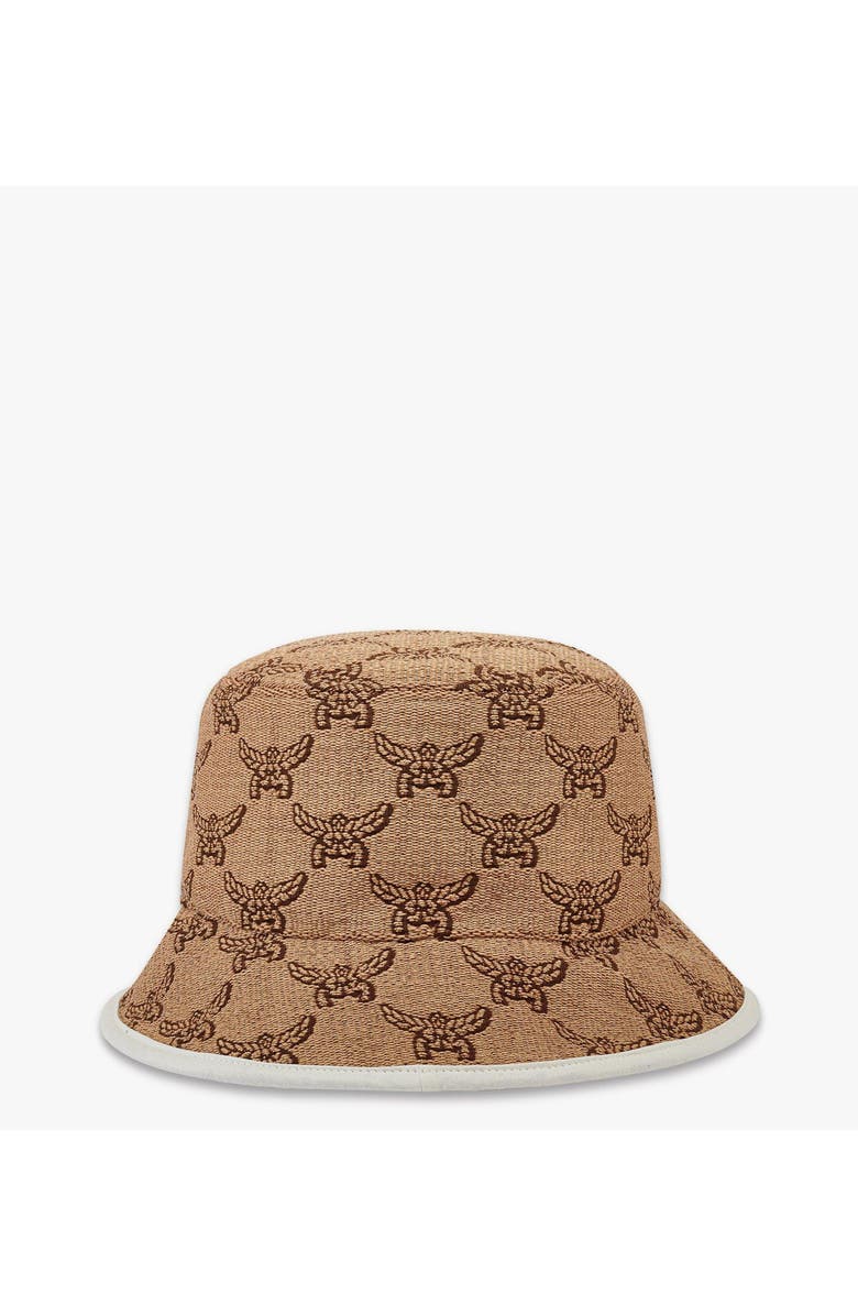MCM Bucket Hat in Lauretos Raffia Jacquard, Main, color, White