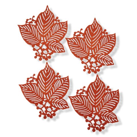 Leaf Berry Coaster Set Terracotta Orange Fall Harvest Coasters