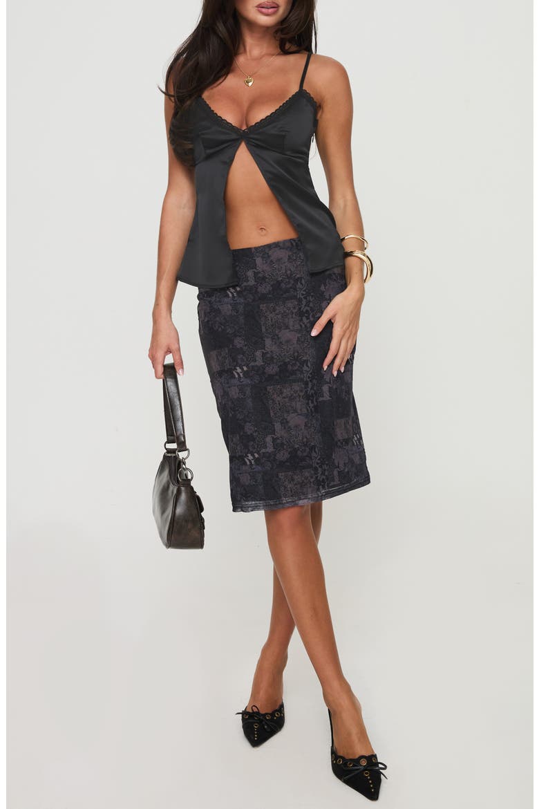 Gunnar Split Front Satin Camisole, Alternate, color, BLACK