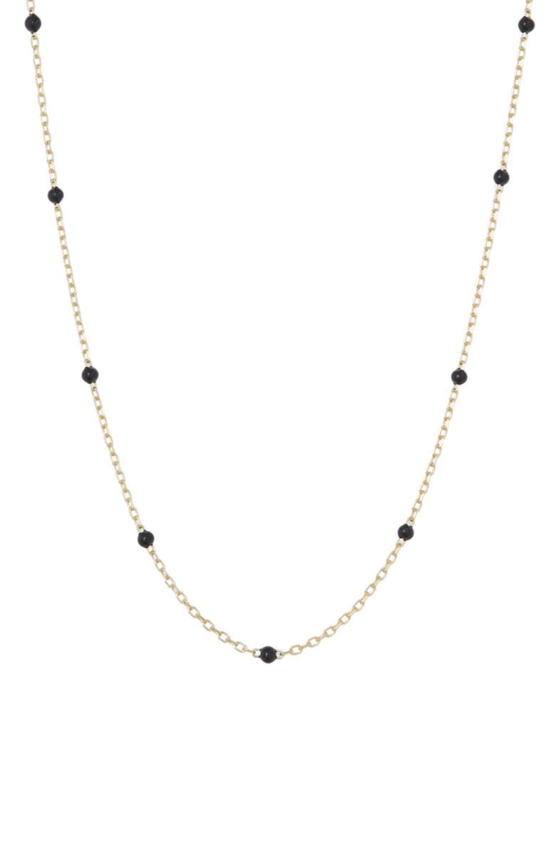 Argento Vivo Sterling Silver Enamel Dot Station Necklace, Main, color, Gold/ Black