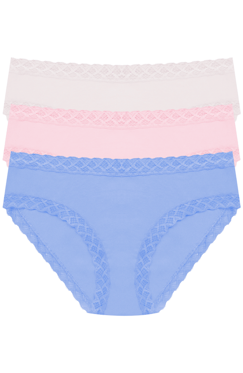 Natori Bliss Lace-trim Cotton Brief Underwear 3-pack 156058mp In Multi