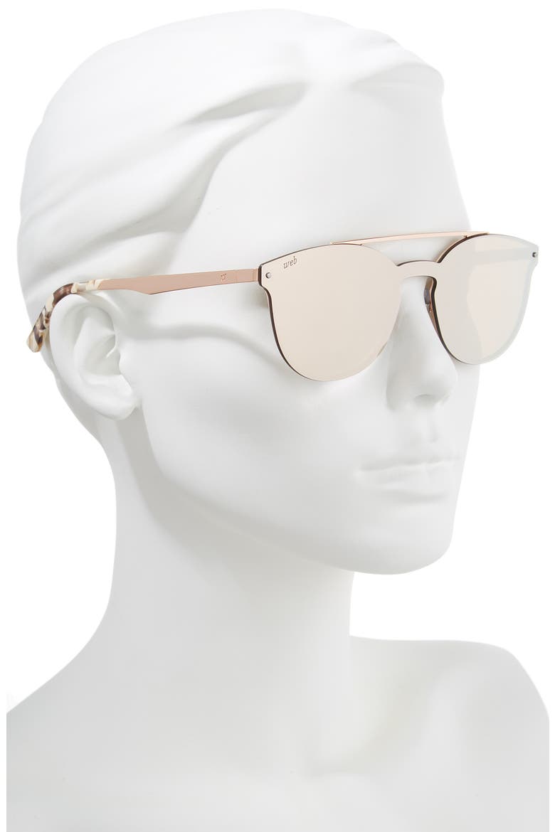 55mm Cat Eye Metal Shield Sunglasses, Alternate, color, BRONZE/ BROWN