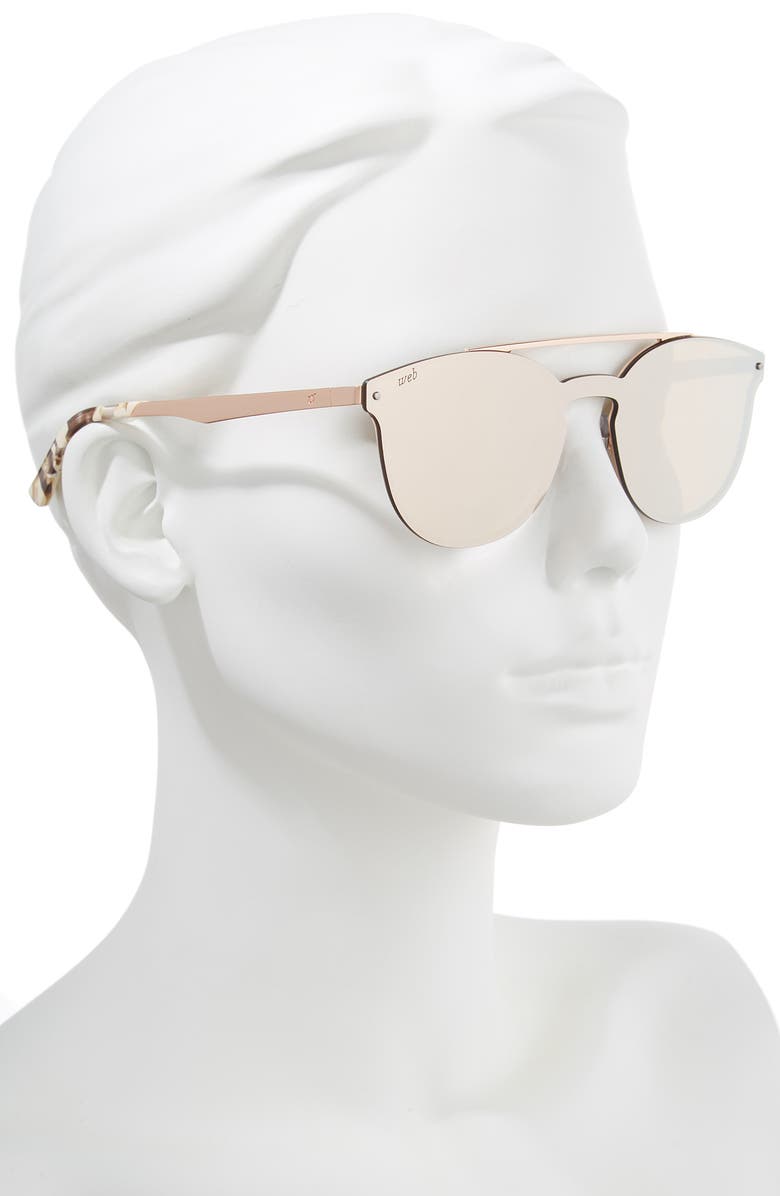 Web 55mm Cat Eye Metal Shield Sunglasses, Alternate, color,