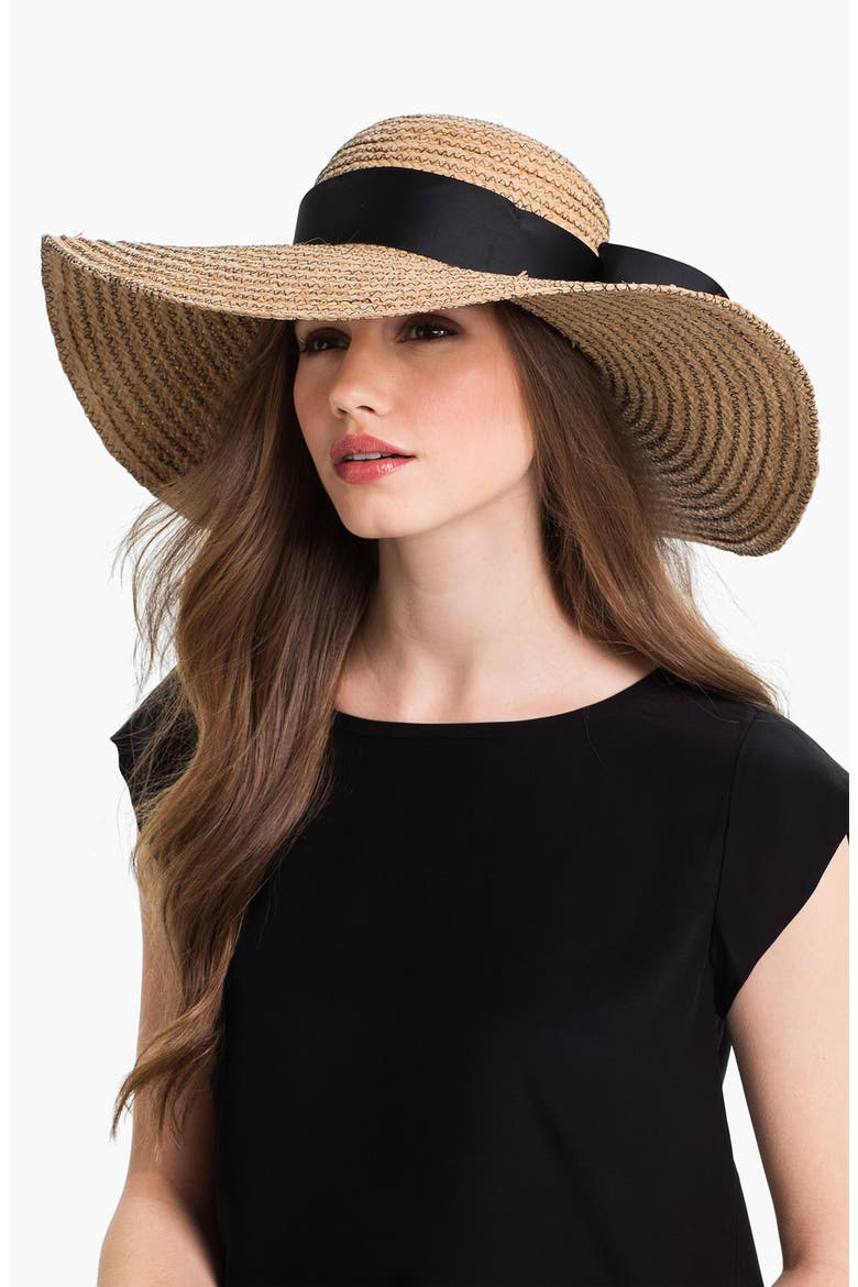 Floppy Straw Sun Hat, Main, color, BLACK
