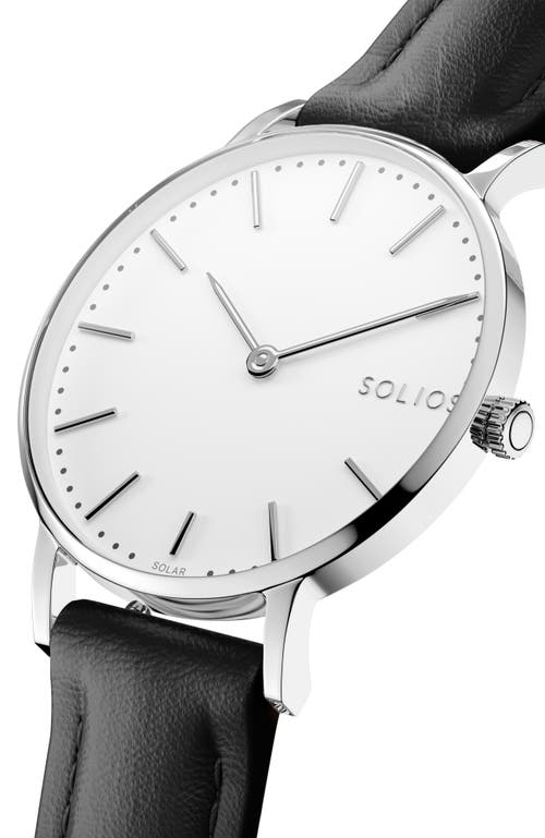 Solios Watches The Solar Classic | White Dial In Black Vegan Leather