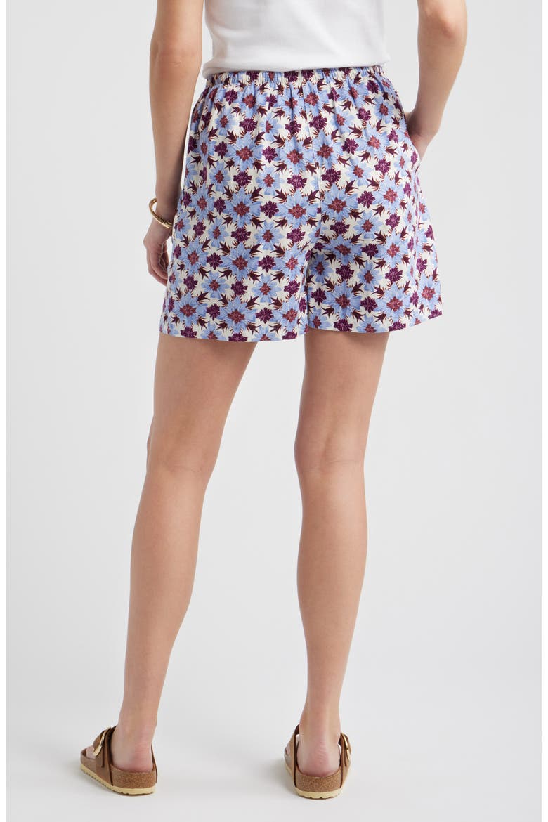 Linen Blend Shorts, Alternate, color, IVORY- PURPLE MILLIE TILE