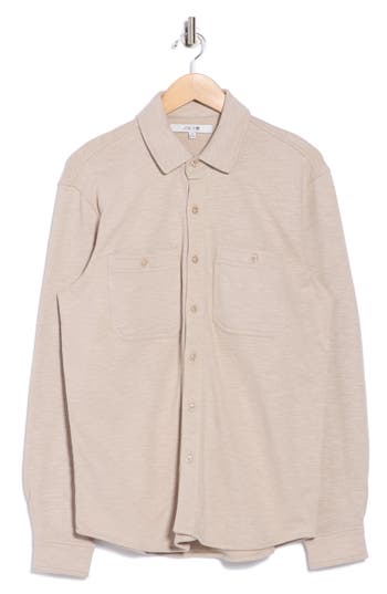 Joe's Knit Stretch Cotton Work Shirt In Brown