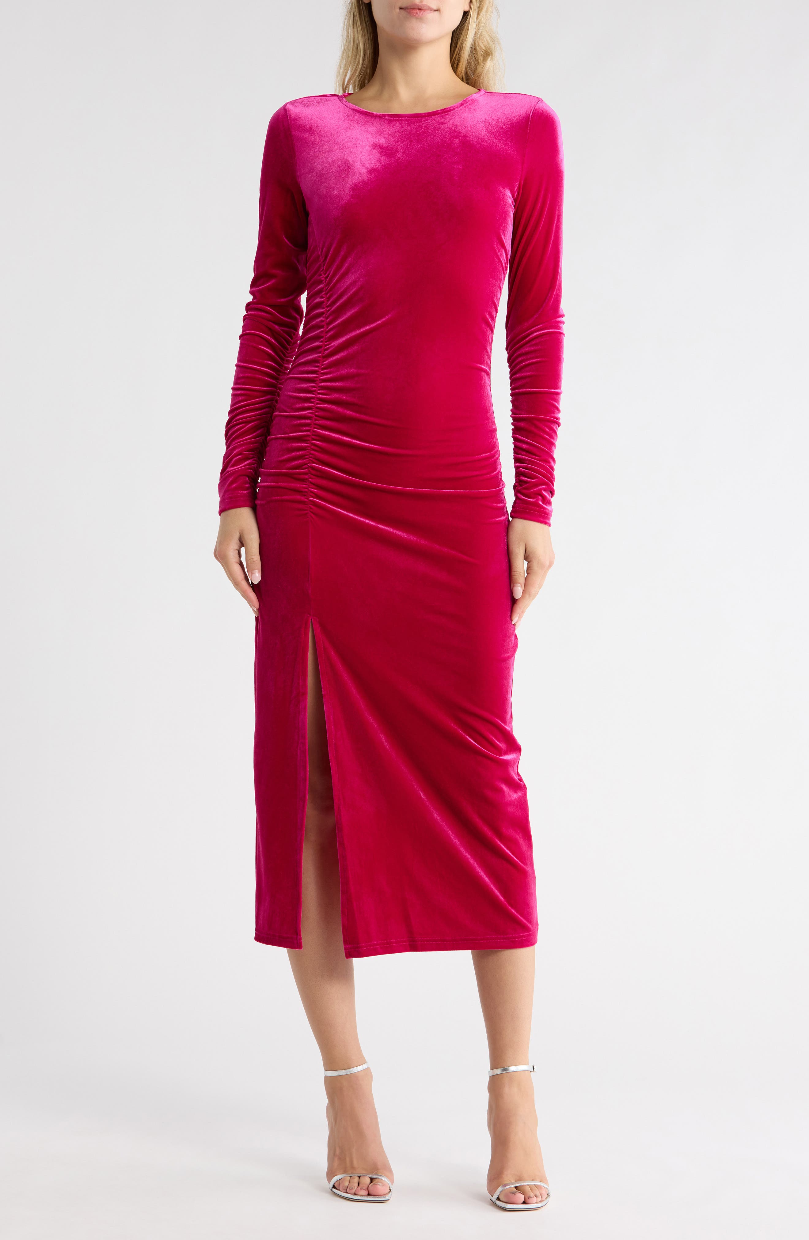 Sam Edelman Velvet Long Sleeve Bodycon Midi Dress