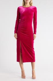 Sam Edelman Velvet Long Sleeve Bodycon Midi Dress