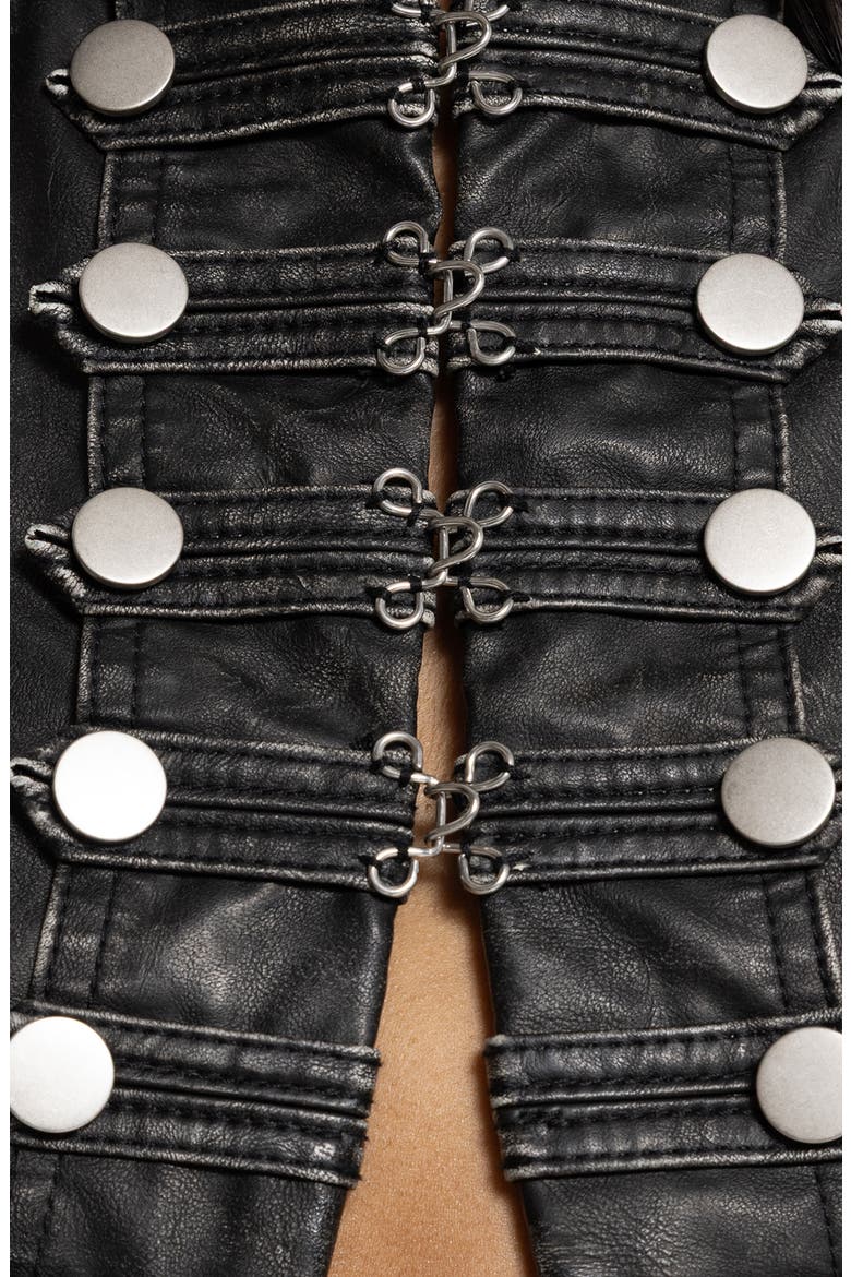 Military Halter Faux Leather Top, Alternate, color, BLACK
