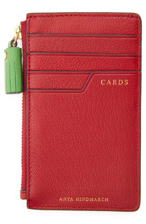 Anya Hindmarch Sriracha Leather Zip Card Case In Brown