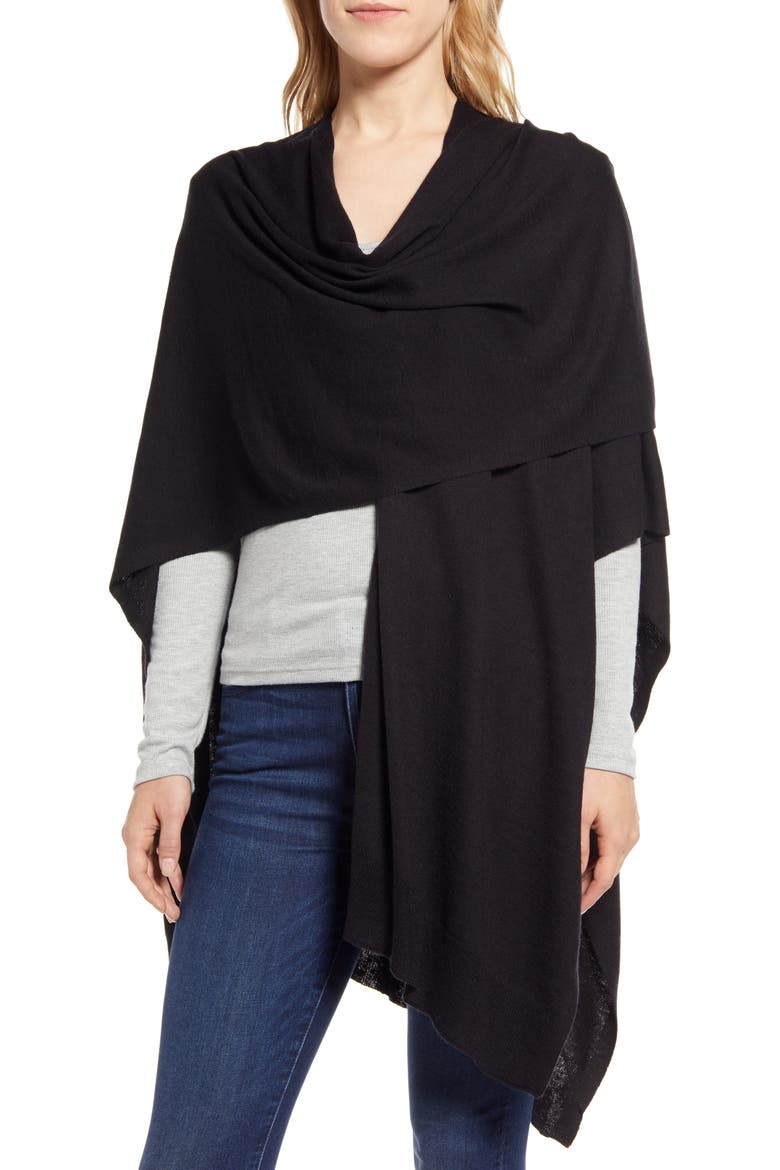 Easy Travel Ruana, Alternate, color, BLACK