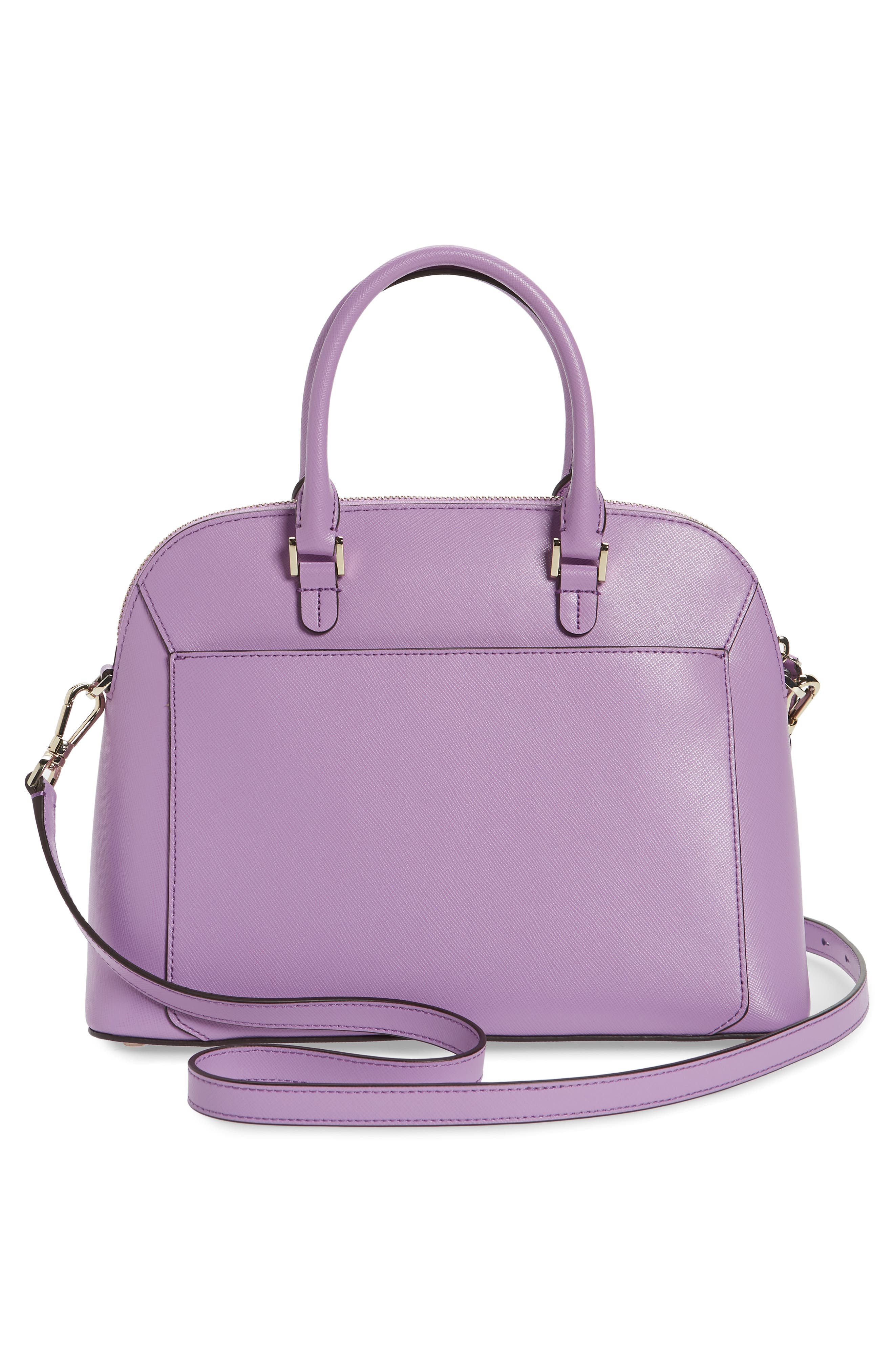 medium louise leather dome satchel, Alternate, color, IRIS BLOOM