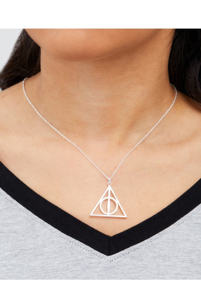 HARRY POTTER Deathly Hallows Necklace, 18-inch Chain, Alternate, color, Silver