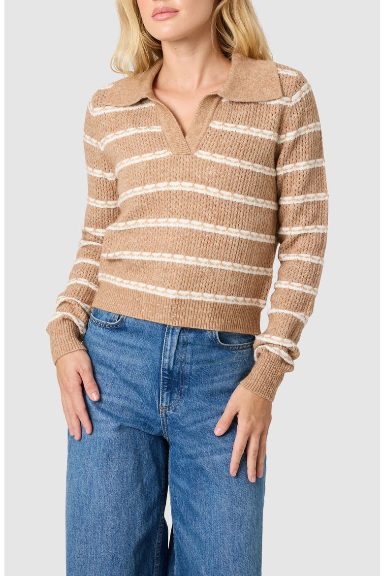 Collared Striped Sweater, Main, color, TAUPE