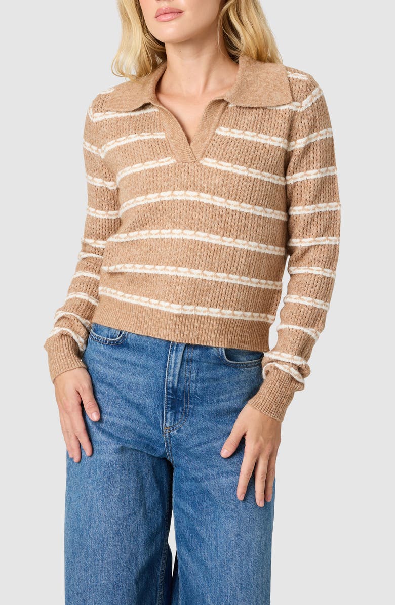 Lush Collared Striped Sweater, Main, color, Taupe