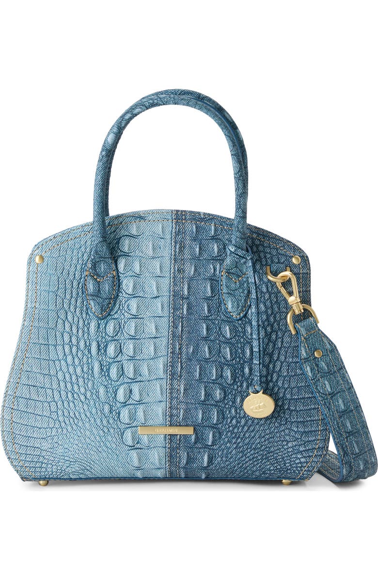 Brahmin Rosetta Croc Embossed Leather Satchel, Alternate, color,