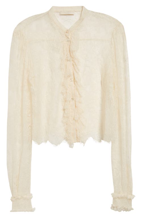 Ulla Johnson Cecile Ruffle Sheer Lace Top In Cowrie