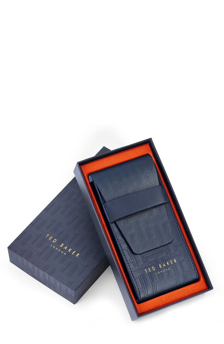 Ted Baker Men's Phlipa Gents Leather Strap Watch, 43mm, Alternate, color, Rose Gold/ Blue/ Blue