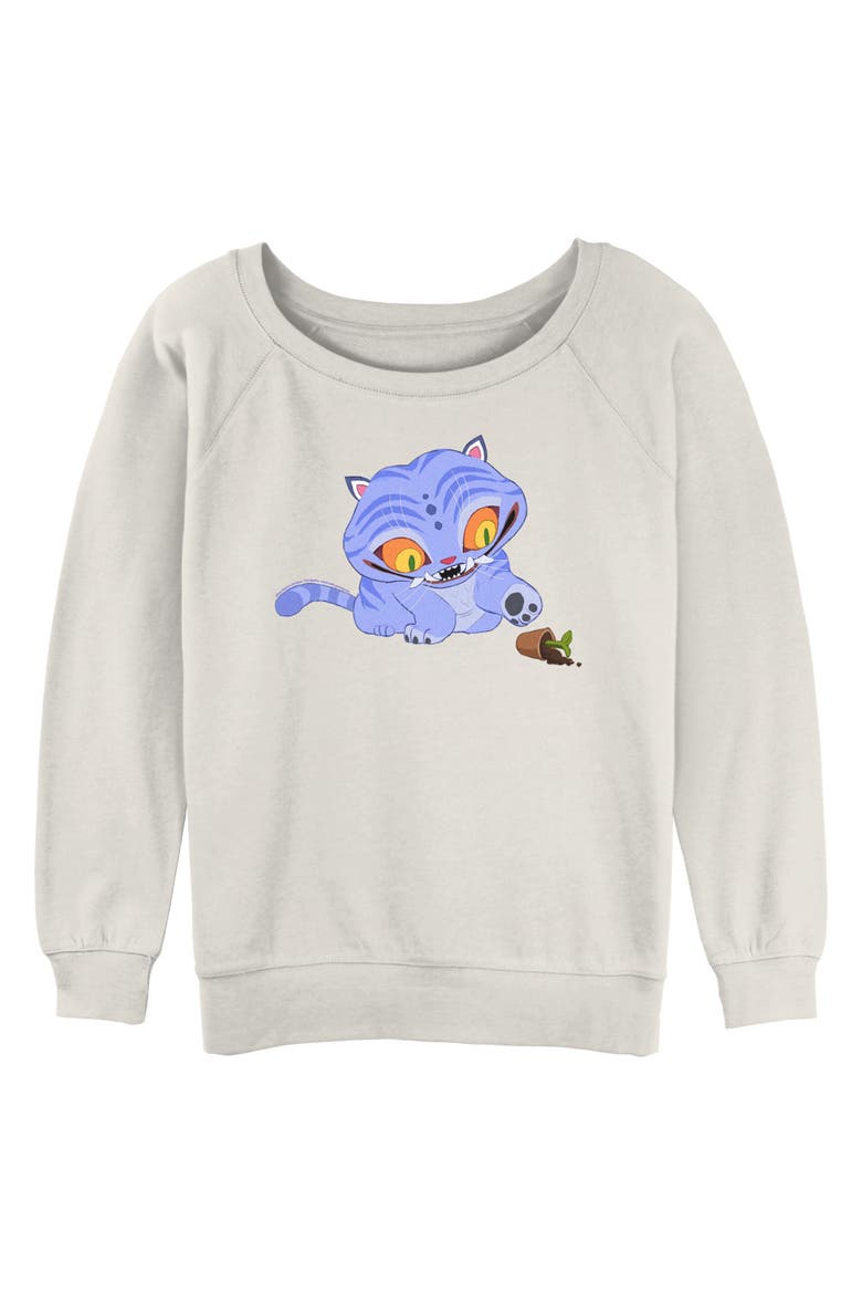 Junior's Mischievous Derpy Long Sleeve Oversized Sweatshirt, Main, color, Egret