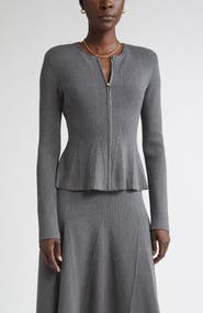 ST. JOHN Rib Knit Peplum Jacket