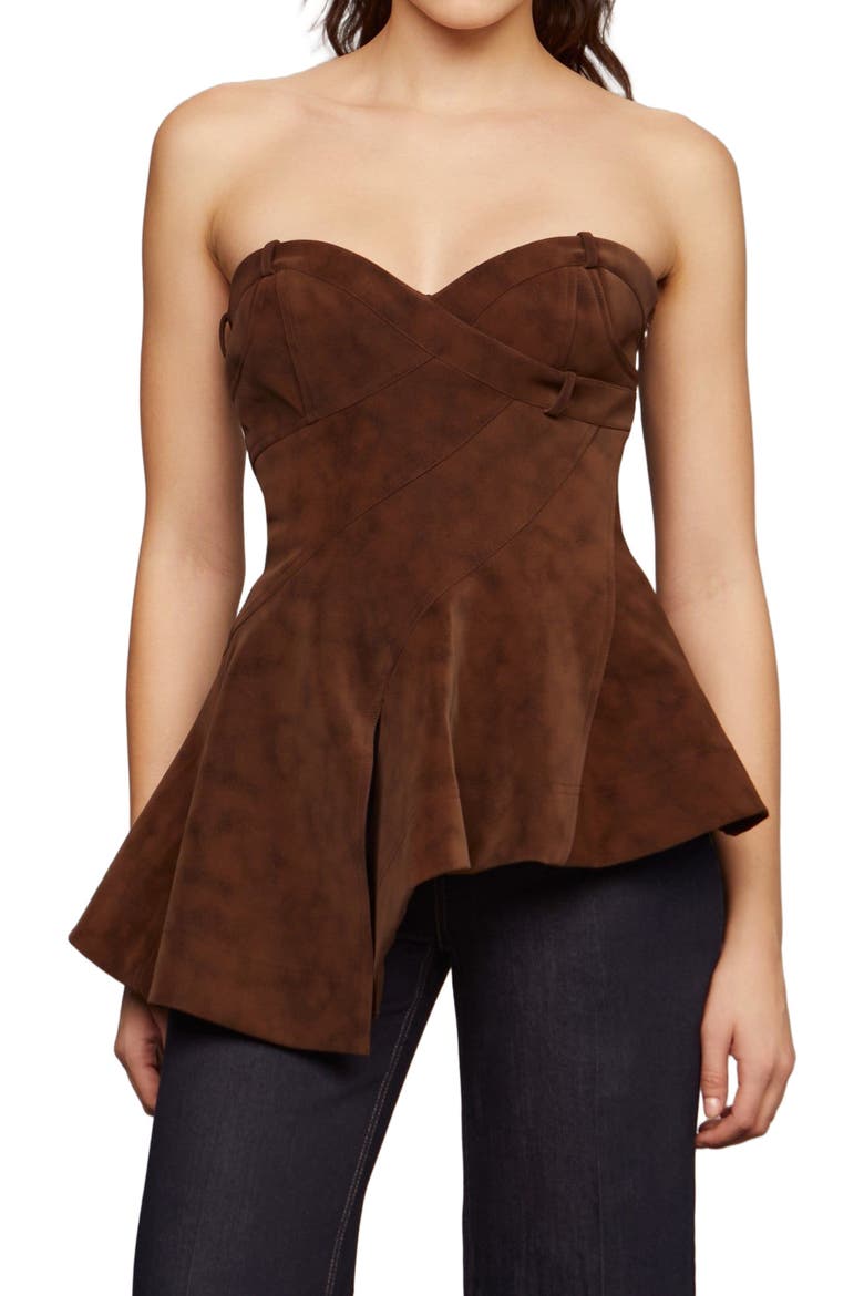 Augusta Bustier Peplum Top, Alternate, color, Toffee Swirl