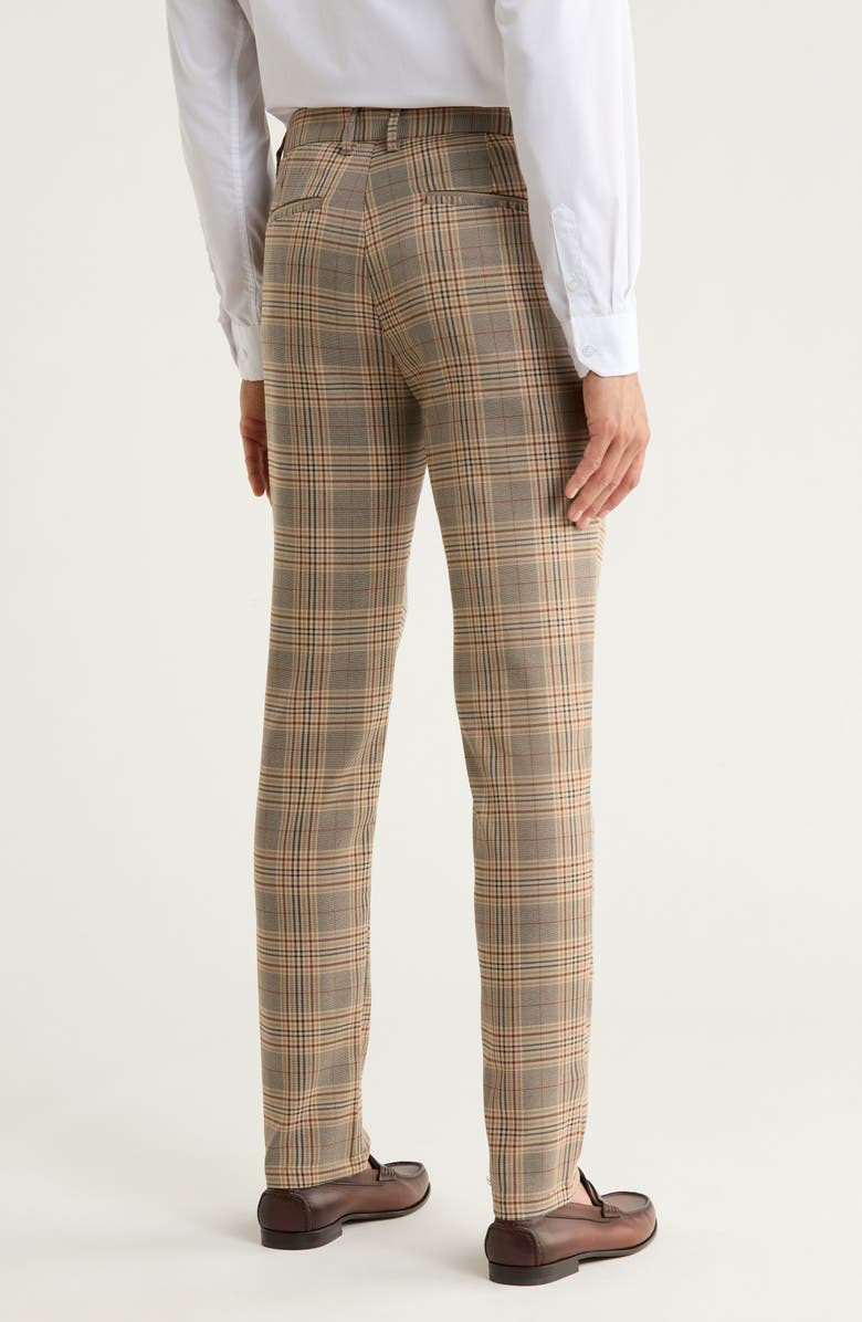 T.R. PREMIUM Plaid Straight Leg Trousers, Alternate, color, Beige