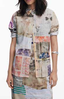 Desigual Collage Print Cotton Button-Up Shirt