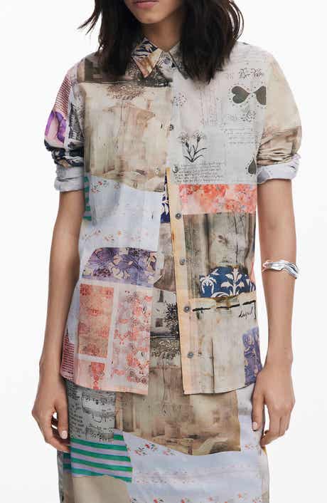 Desigual Collage Print Cotton Button-Up Shirt