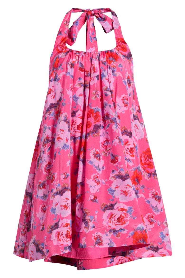 Lovie Floral Halter Minidress, Alternate, color, ROSE FRAISE