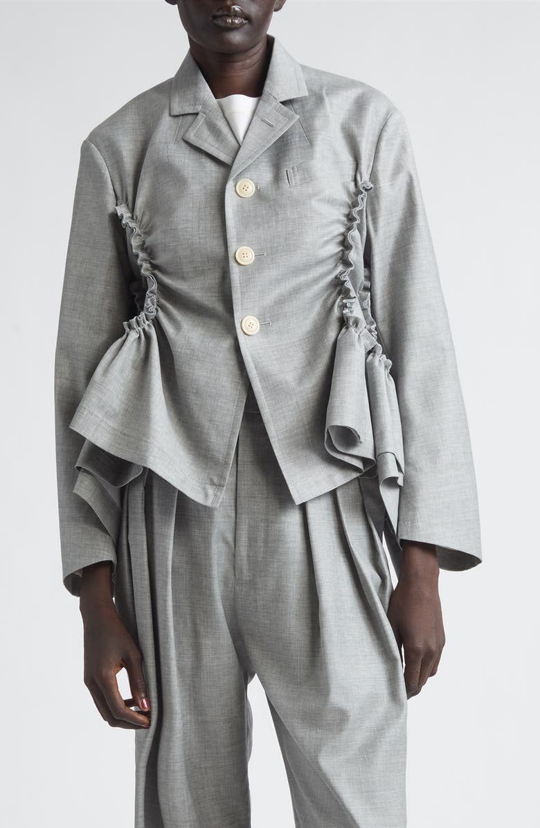 Tao Comme des Garçons Yarn Dyed Single Breasted Tropical Wool Blazer, Main, color, Top Gray