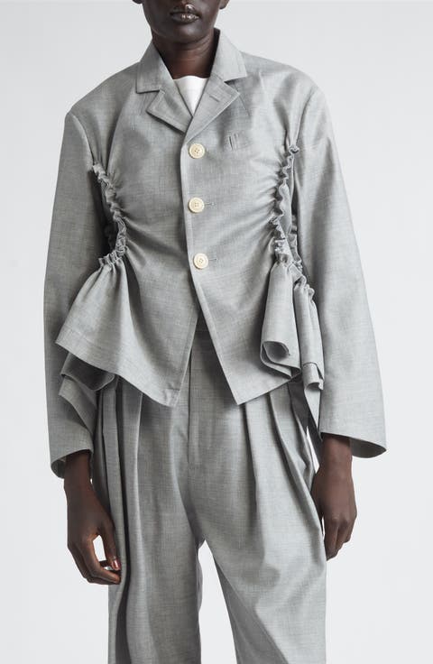 Yarn Dyed Single Breasted Tropical Wool Blazer