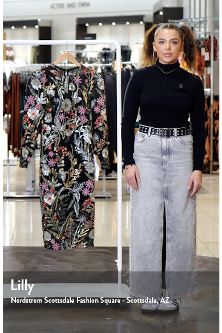 Sophia Floral Sequin Long Sleeve Cocktail Sheath Dress video