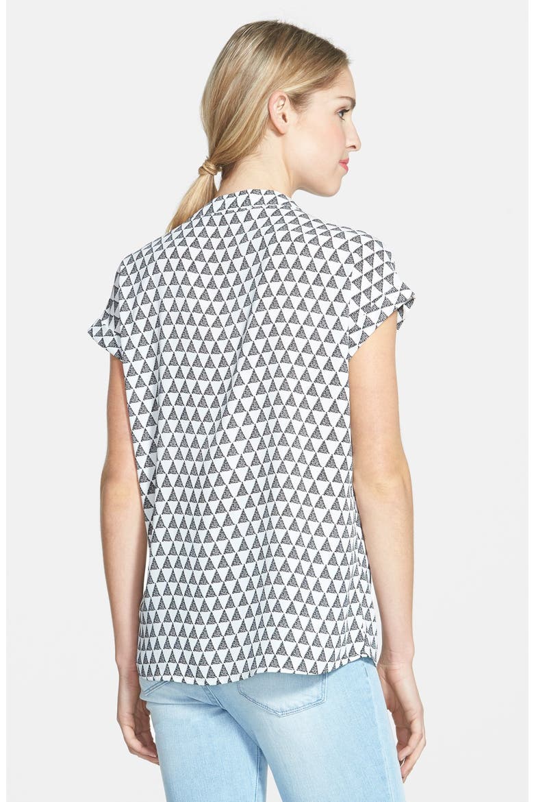 Print Split Neck Blouse, Alternate, color, BLACK TRIANGLE