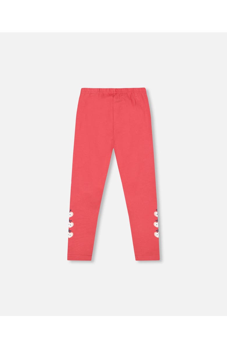 Deux par Deux Organic Cotton Leggings with Apples, Main, color, Red