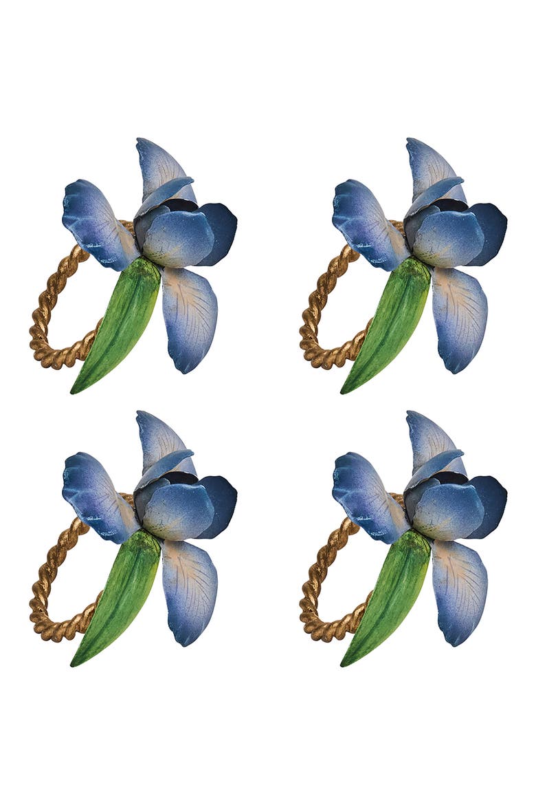 Meadow Walk Iris Set of 4 Napkin Rings, Main, color, CHAMBRAY