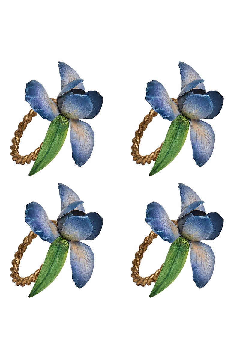 Juliska Meadow Walk Iris Set of 4 Napkin Rings, Main, color, Chambray